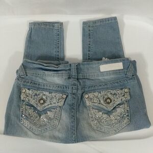 Wallflower Bling Embellished Distressed Skinny - 1